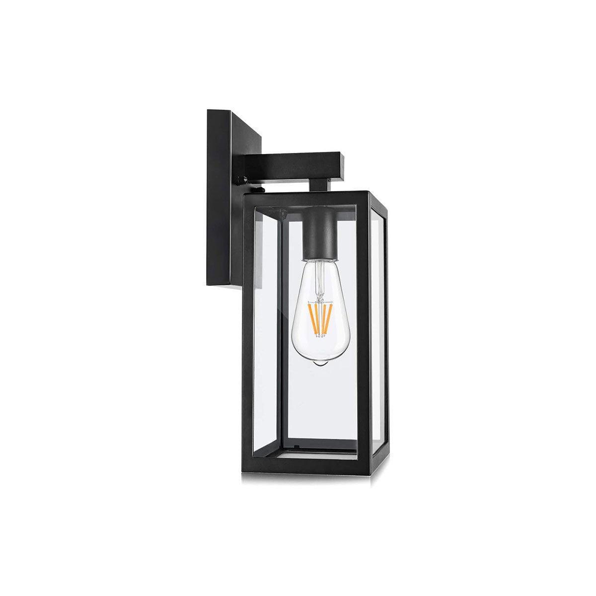 Maxvolador Outdoor Wall Lantern, Exterior Waterproof Wall Sconce Light Fixture, Matte Black Anti-Rust Wall Mount Light with Clear Glass Shade, E26 Socket Wall Lamp for Porch(Bulb Not Included)