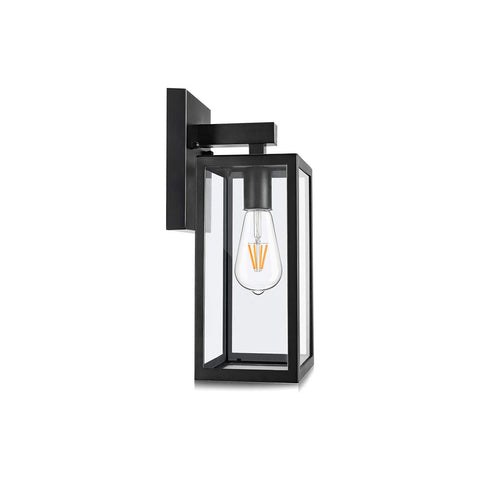 Maxvolador Outdoor Wall Lantern, Exterior Waterproof Wall Sconce Light Fixture, Matte Black Anti-Rust Wall Mount Light with Clear Glass Shade, E26 Socket Wall Lamp for Porch(Bulb Not Included)