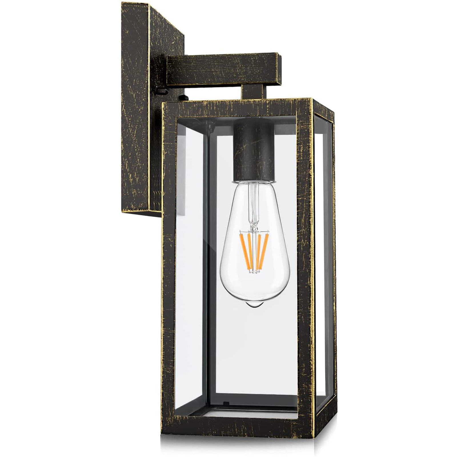 Maxvolador Outdoor Wall Lantern, Exterior Waterproof Wall Sconce Light Fixture, Rustic Black Anti-Rust Wall Mount Light with Clear Glass Shade, E26 Socket Modern Porch Lighting (Bulb Not Included)
