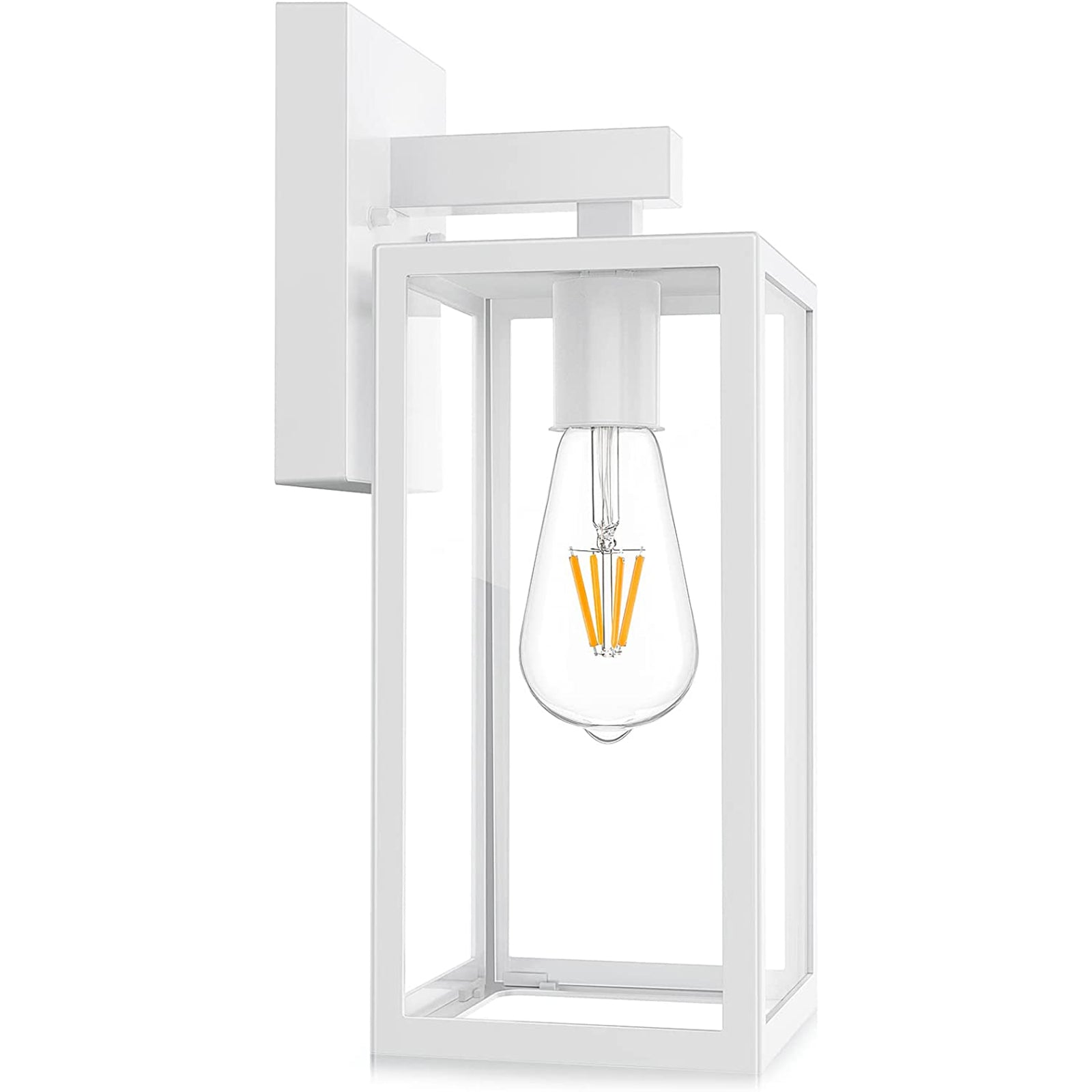 Maxvolador Outdoor Wall Lights, Exterior Waterproof Wall Sconce Light Fixture, Ivory White Anti-Rust Wall Lantern with Clear Glass Shade, E26 Socket Wall Mount Lamp for Porch(Bulb Not Included)