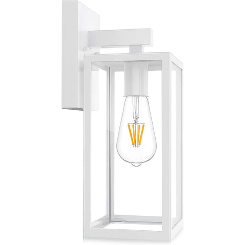 Maxvolador Outdoor Wall Lights, Exterior Waterproof Wall Sconce Light Fixture, Ivory White Anti-Rust Wall Lantern with Clear Glass Shade, E26 Socket Wall Mount Lamp for Porch(Bulb Not Included)