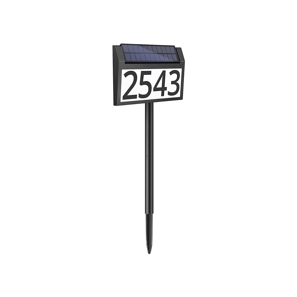 Maxvolador Solar Address Sign Lighted House Numbers Waterproof, Solar Powered LED Illuminated Address Plaques with Stakes, 3-Color in 1 Outdoor Address Number for Home Street Yard Driveway