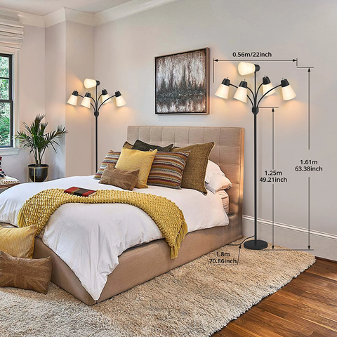 MAXvolador Medusa Multi Head Modern Tall Standing Lamps with 2 Set of Shades
