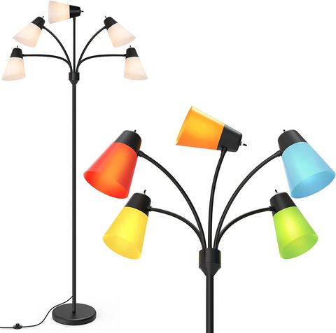 MAXvolador Medusa Multi Head Modern Tall Standing Lamps with 2 Set of Shades