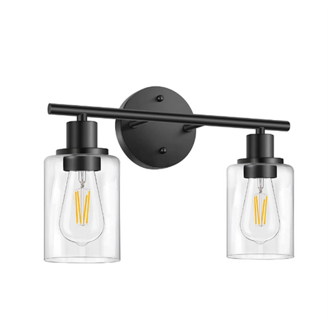 MAXvolador Matte Black Vanity Light, Wall Mounted Lights with Glass Shade