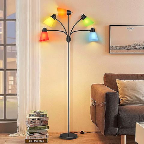 MAXvolador Medusa Multi Head Modern Tall Standing Lamps with 2 Set of Shades