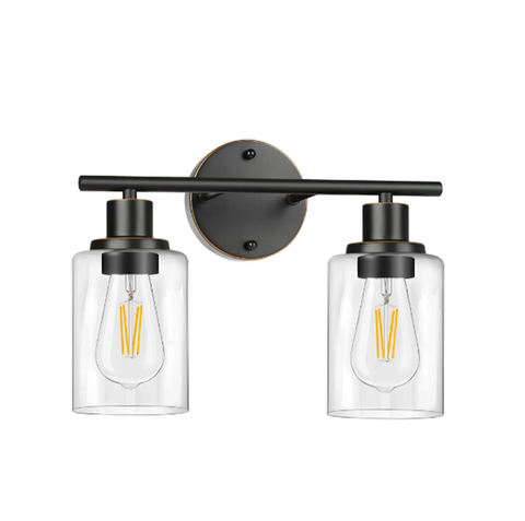 MAXvolador Matte Black Vanity Light, Wall Mounted Lights with Glass Shade