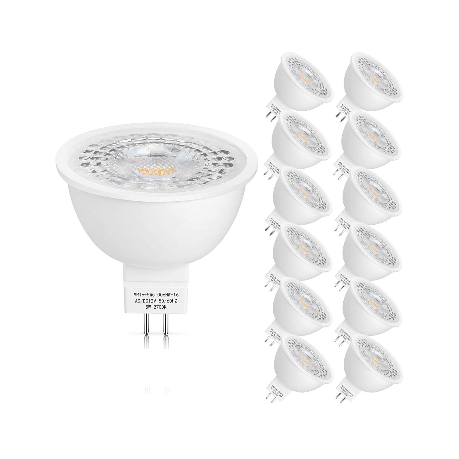 maxvolador 4 Pack MR16 LED Bulbs,2700K Warm White, 12V Spotlight Bulb, Non-Dimmable,45 Degree Beam Angle for Landscape, Recessed, Track Lighting